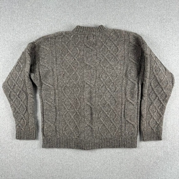 Vintage GAP Women's M 100% Shetland Wool Cable Knit Mock Neck Sweater Gray Fish - Picture 7 of 8